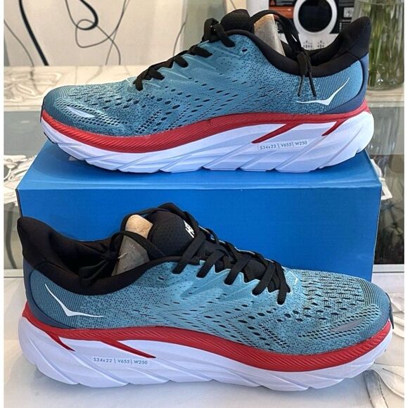 Hoka One One Clifton 8 Men’s 7 D Blue White Running Sneakers Athletic Shoes - Picture 6 of 7